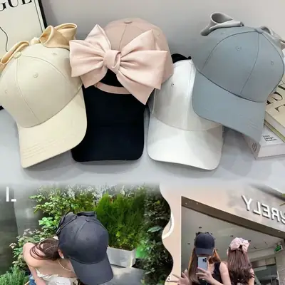 Women Korean Style Bow Hat Baseball Cap Red Coat