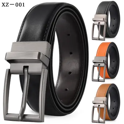 Men's Yellow Leather Belt with Silver Pin Buckle