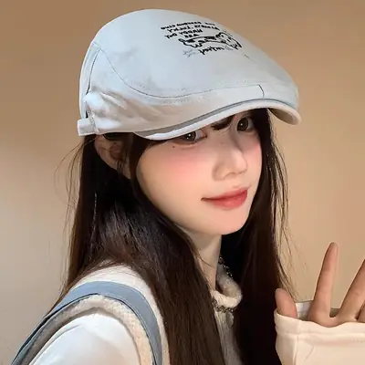 Embroidered Star Puppy Blue Cap Women's Forward Wear