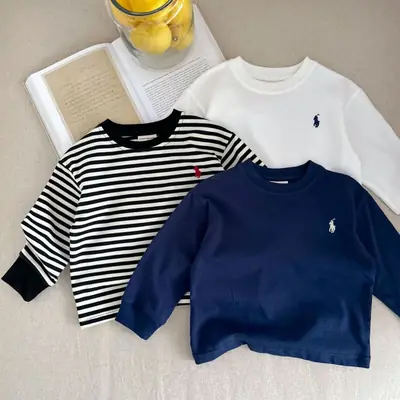 Pink Cotton Crewneck T-Shirt for Boys Girls New Spring Autumn 2025