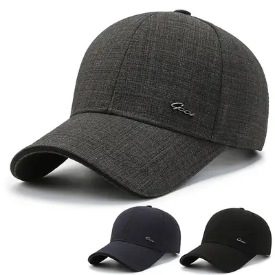 Men Black Knit Baseball Cap Outdoor Travel Sunproof