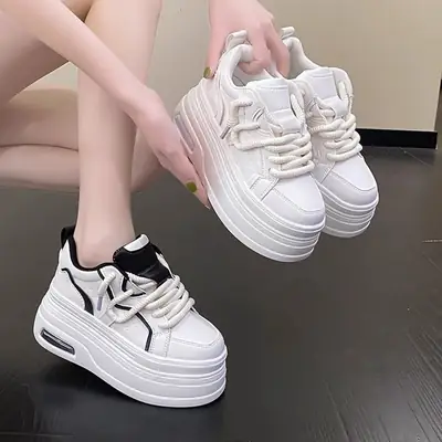 White Thick Platform Casual Women's Sneakers 2025