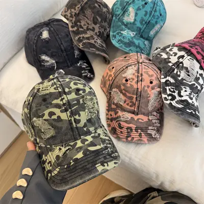 Leopard Print Baseball Cap Women Spring Summer Wide Brim Cap