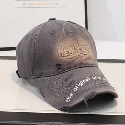 New Arrival Distressed Hole Embroidered Denim Cap for Men Women