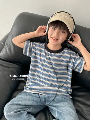 Boys Striped T-Shirt Short Sleeve Summer Outfit