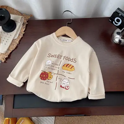Boys Long Sleeve Cartoon T-Shirt Cream 2026