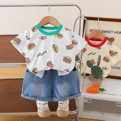 Boys Cotton T-Shirt Shorts Set 2025 Summer New Baby Top