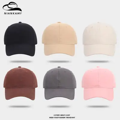 Women's Khaki Baseball Cap Washed Solid Soft Top Cap