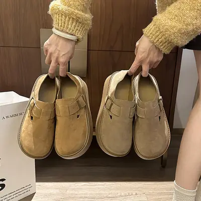 Vintage Women's Thick Heel Slip-On Shoes 2025