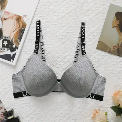 Traceless Push-Up Bra Women Small Gray Anti-Sagging