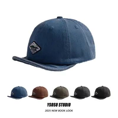 Men Washed Denim Brim Hat Blue 5-Pc Set