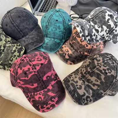 American Leopard Print Baseball Cap Women's Deep Brim