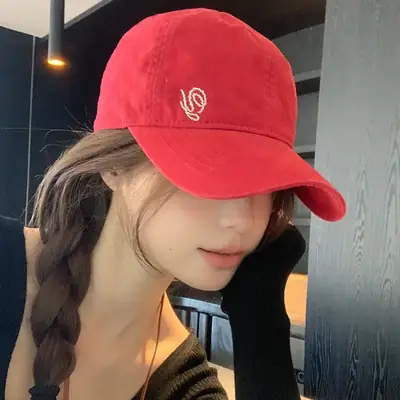 Women Korean Style Washed Embroidered Cap 2026