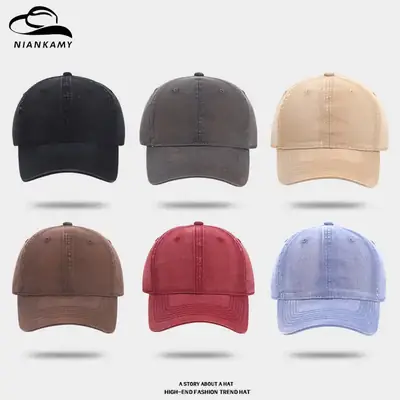 Dark Grey Washed Baseball Cap Plus Size Sunshade