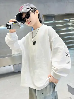 Spring Boys Long Sleeve T-Shirt White Medium Large