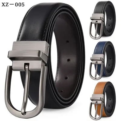 Men's Brown Leather Belt with Silver Buckle