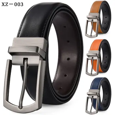 Men's Yellow Leather Belt with Silver Pin Buckle