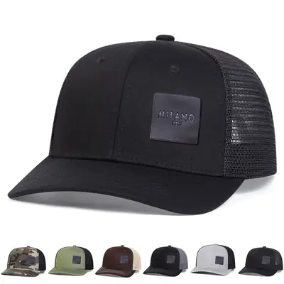 Men Black Mesh Adjustable Cap Casual Headwear