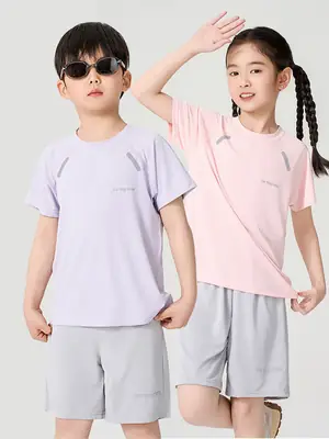 Boys Ice Silk Mesh Shorts Set Summer Large Kids
