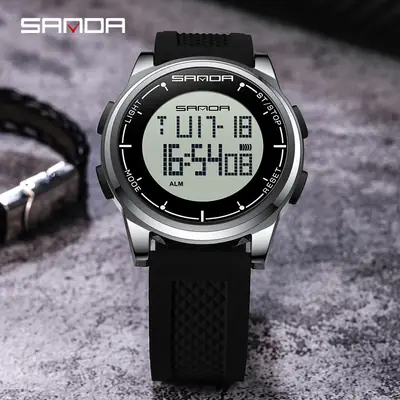 Sanda Digital Watch Men Black Strap 16:54