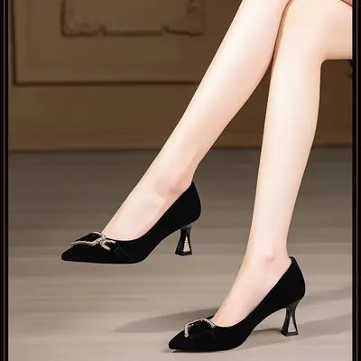 Black Pointed High Heels Women Spring Autumn 2025