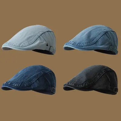 Japanese Denim Vintage Cap for Women Men Washed Duck Tongue