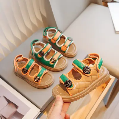 Men's Baby Sandals Summer New Open Toe Fashion Breathable Toe Beach Shoes Baby Soft Sole Non-slip Toddler Shoes