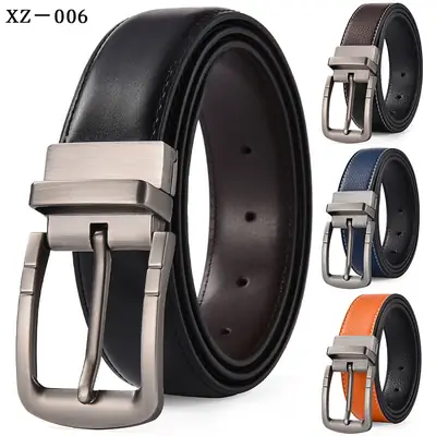 Men's Black Leather Belt with Silver Buckle