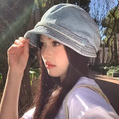 Women Japanese Retro Denim Bucket Hat Small Head Circumference Duckbill Cap