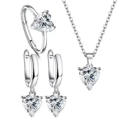 Red Heart Zircon Necklace for Women
