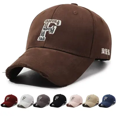 Unisex Navy Blue Embroidered Baseball Cap with F Letter Sun Protection