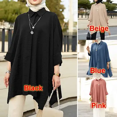 Cross Border Shirt Women Plus Size Casual Top Malaysia Muslim Clothes
