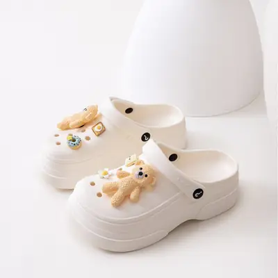 New Ladies Hole Shoes Ultra Light Elastic White