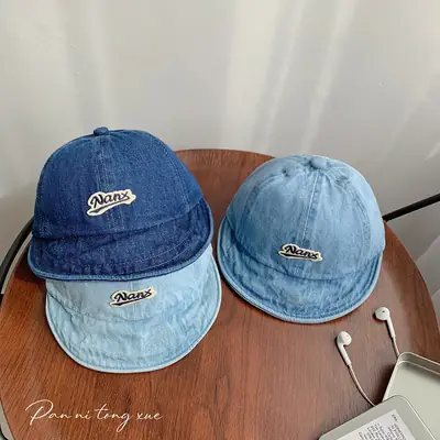 Blue Denim Fisherman Cap for Boys Girls Sunscreen Hat