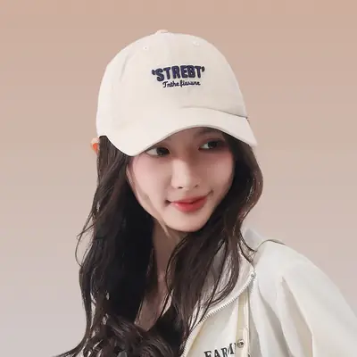 Women Pink Street Style Baseball Cap with Embroidered Letter