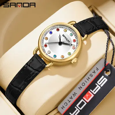 Sanda High-End Women's Quartz Watch with Birthstone Design