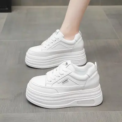 White Thick Casual Board Shoes Women's 2025 Spring