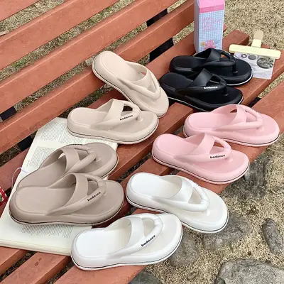 Women's Black EVA Flip Flops Summer Travel Sandals