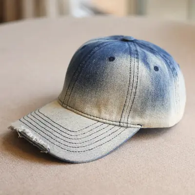 Washed Denim Hole Tie-Dye Baseball Hat Men Women Casual All-match