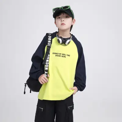 Boys Contrast Yellow Black Long Sleeve T-Shirt 2025