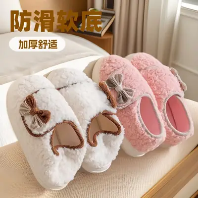 Women's White Cotton Slip-On Shoes with Bow