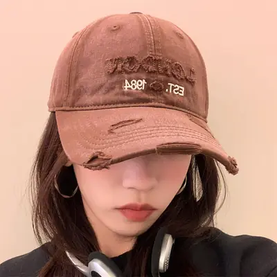 American Street Baseball Cap for Kids All-Match Letter Holed Cap Small