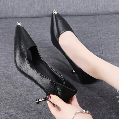 French Style Stiletto Heels Women Black White 2026