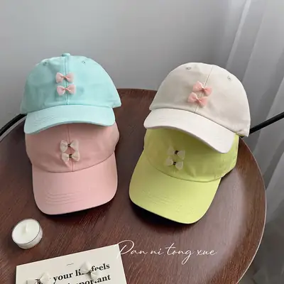 Pink Bow Baseball Cap for Girls Spring