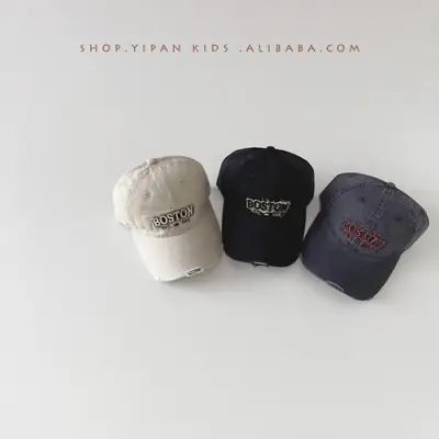 Boston Embroidered Kids Cap Tan Spring Autumn 2025