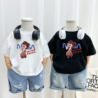 2025 Cotton Nezha Cartoon T-Shirt for Boys Girls