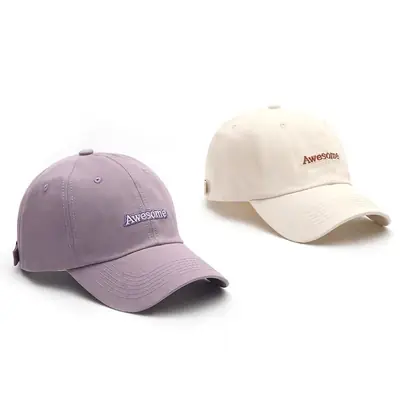 Women Retro Embroidered Duckbill Cap White