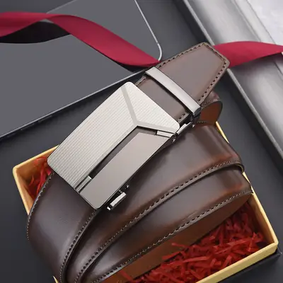 Men's Black Belt with Silver Buckle Cross-border Business Belt
