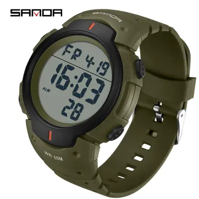 Sanda Digital Watch Men Green 60m Waterproof