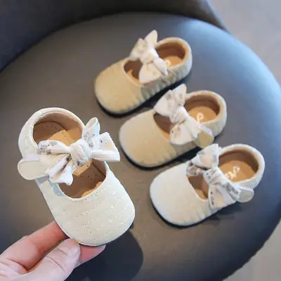 Baby Toddler Shoes Korean Style Princess Shoes Girls' Spring and Autumn New Style Baby Girl Shoes Single Shoes Bow Fashion